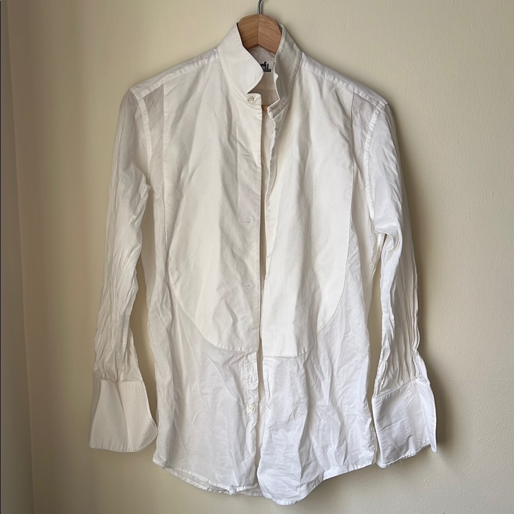 Hermes Vintage 1970s White Button-Up Shirt Size 36 XSMALL